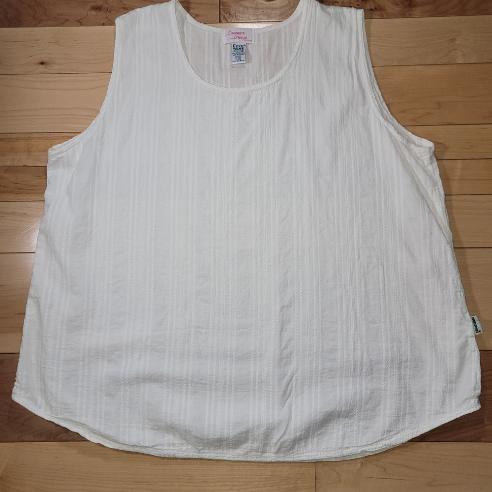 Womens White Summer Breeze Sleeveless Blouse By Ezze Wear Size XL